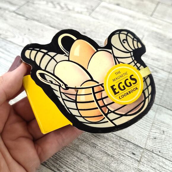THE MAGNETIC EGGS Cookbook Die Cutout Small Quaint 80s Cookbook MISSING MAGNET - Picture 1 of 9